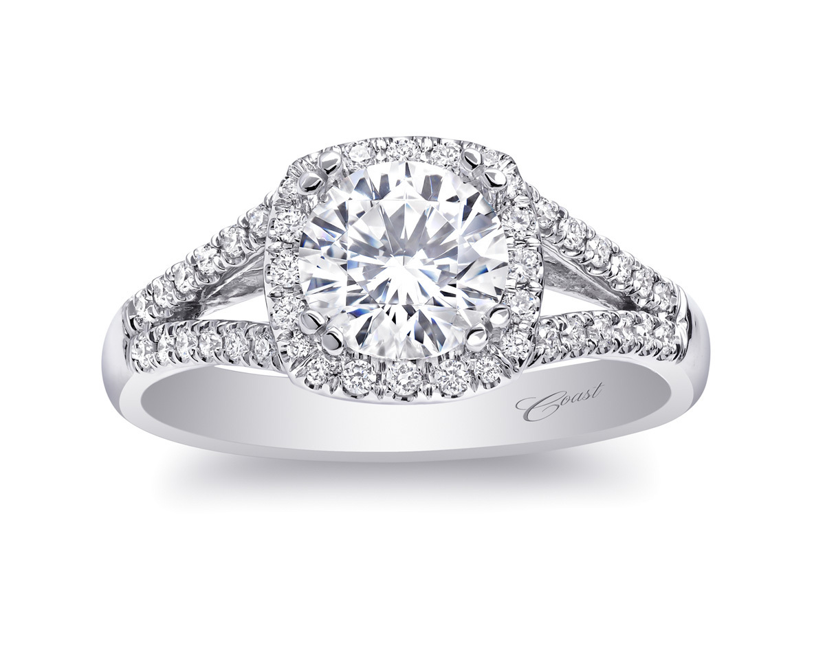 Charisma Engagement Ring - Cushion Halo & Split Shank