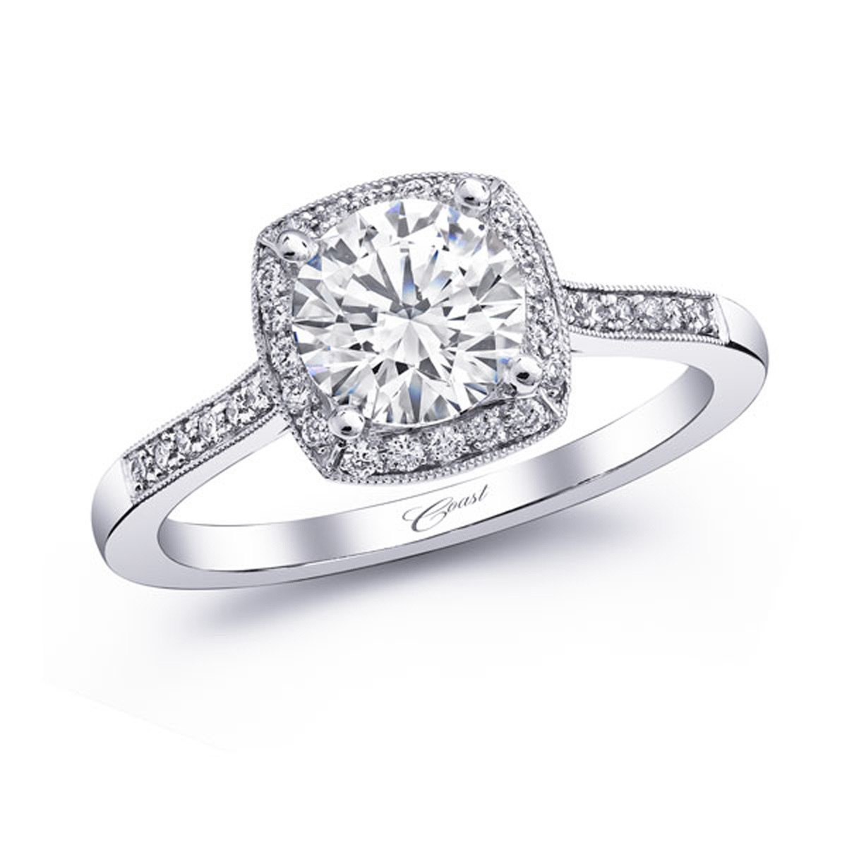 Romance Engagement Ring - Pave Diamond Halo