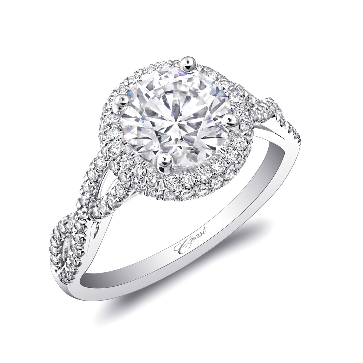 Charisma Engagement Ring - Diamond Halo & Braided Shank