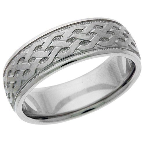 7mm White Gold, Hand Sculpted Contemporary Design Wedding Ring