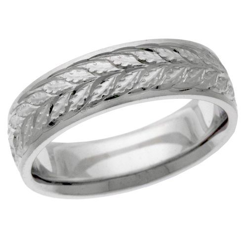 7mm White Gold, Hand Sculpted Classic Design Wedding Ring