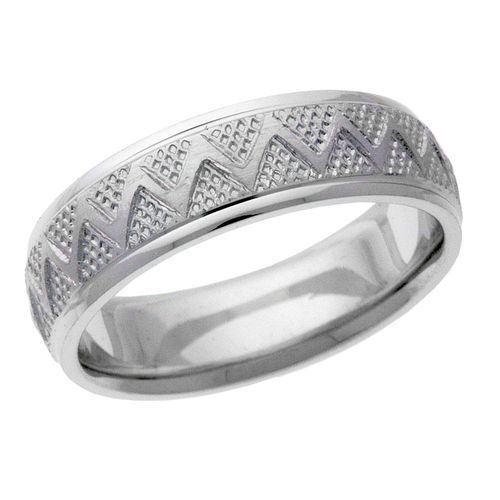 6mm White Gold, Hand Sculpted Contemporary Design Wedding Ring
