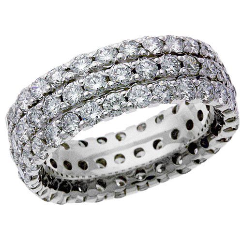 7mm White Gold Machined Contemporary Diamond Wedding Ring